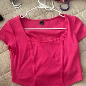 SHEIN Pink Ribbed Women's Top and white T shirt